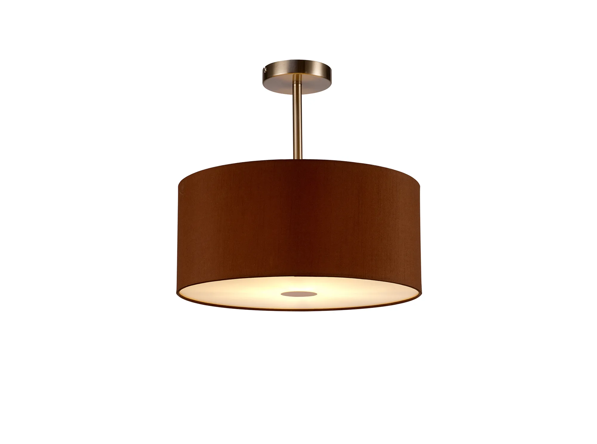 Baymont 40cm Semi Flush 1 Light Satin Nickel, Raw Cocoa/Grecian Bronze, Frosted Diffuser